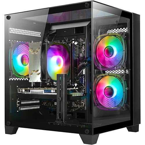 Gaming PC Desktop Computer - Ryzen 5 5500, Radeon RX 6500XT 4GB, 16GB DDR4 RAM, 1TB NVME SSD, Prebuilt Tower Computer (Black)