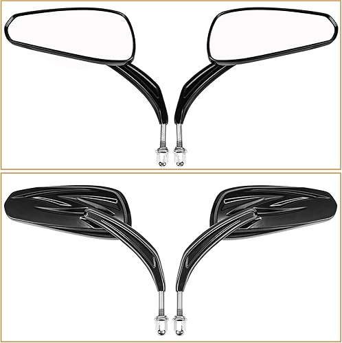 Miniatura 5 de 2 espejos retrovisores Harley color negro para motocicleta Harley Road King Street Electra Glide Road Glide Dyna 1982-2018 2019 2020