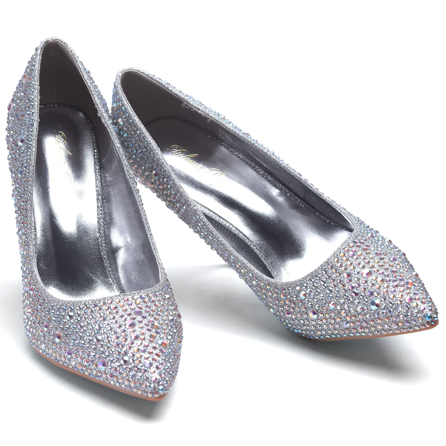 GENSHUO Scarpe Decolte Donna con Tacco a Spillo da 10 cm,Sexy Alto Tacco a Punta per Feste,Balli di Fine Anno,Matrimonio con Tacco a Spillo