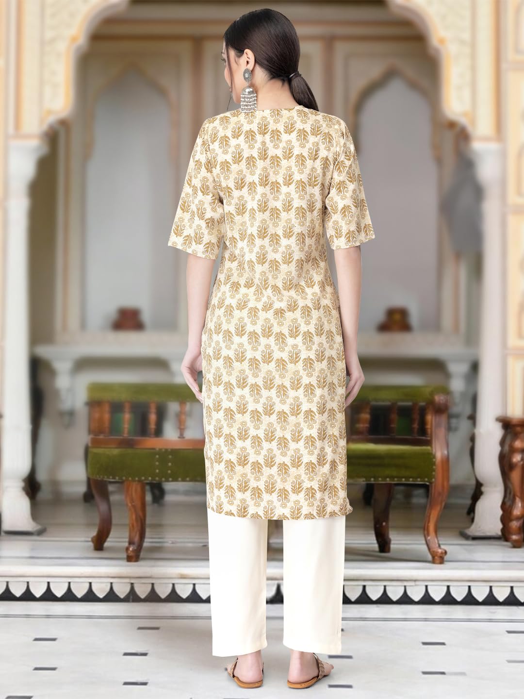 Tee Projekt Versatile Crepe Kurti & Pant Set For Women Printed Kurta Set