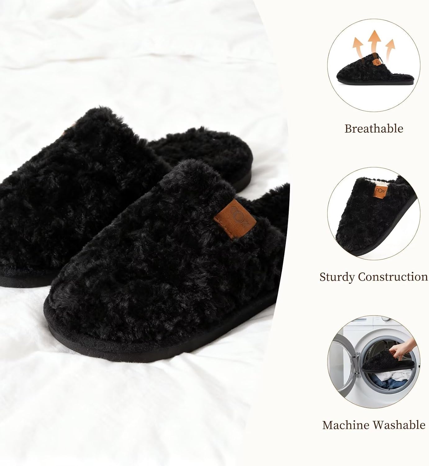 OOW Women's Fuzzy Slippers for Indoor,House Shoes with Memory Foam,Plush and Cute Slippers for Women - Image 6