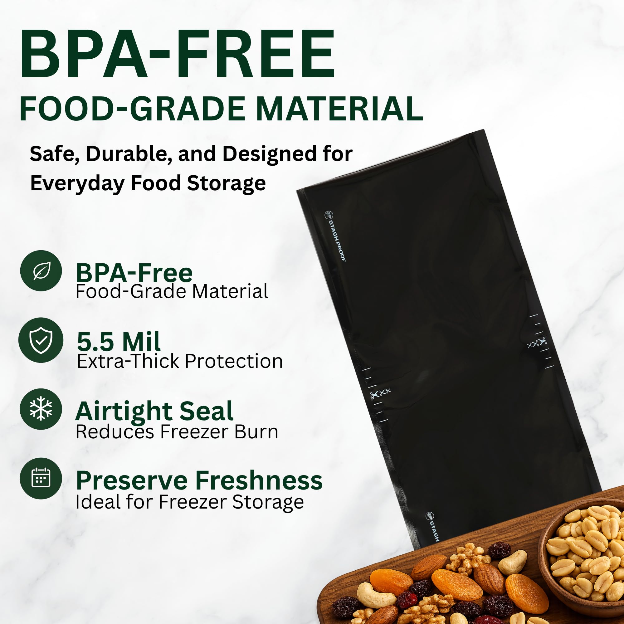 Bolsas de sellado al vacío de 11 x 24 pulgadas (50 unidades) 5.5 mil (negro y negro) – Libre de BPA de grado comercial para almacenamiento, Sous Vide, y bolsa selladora de preparación de