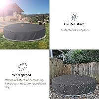 Vista 7 de Bitubi Cubierta redonda de acero de 8 pies para piscina, mejorada a cobertura completa para evitar el óxido y el envejecimiento (gris)