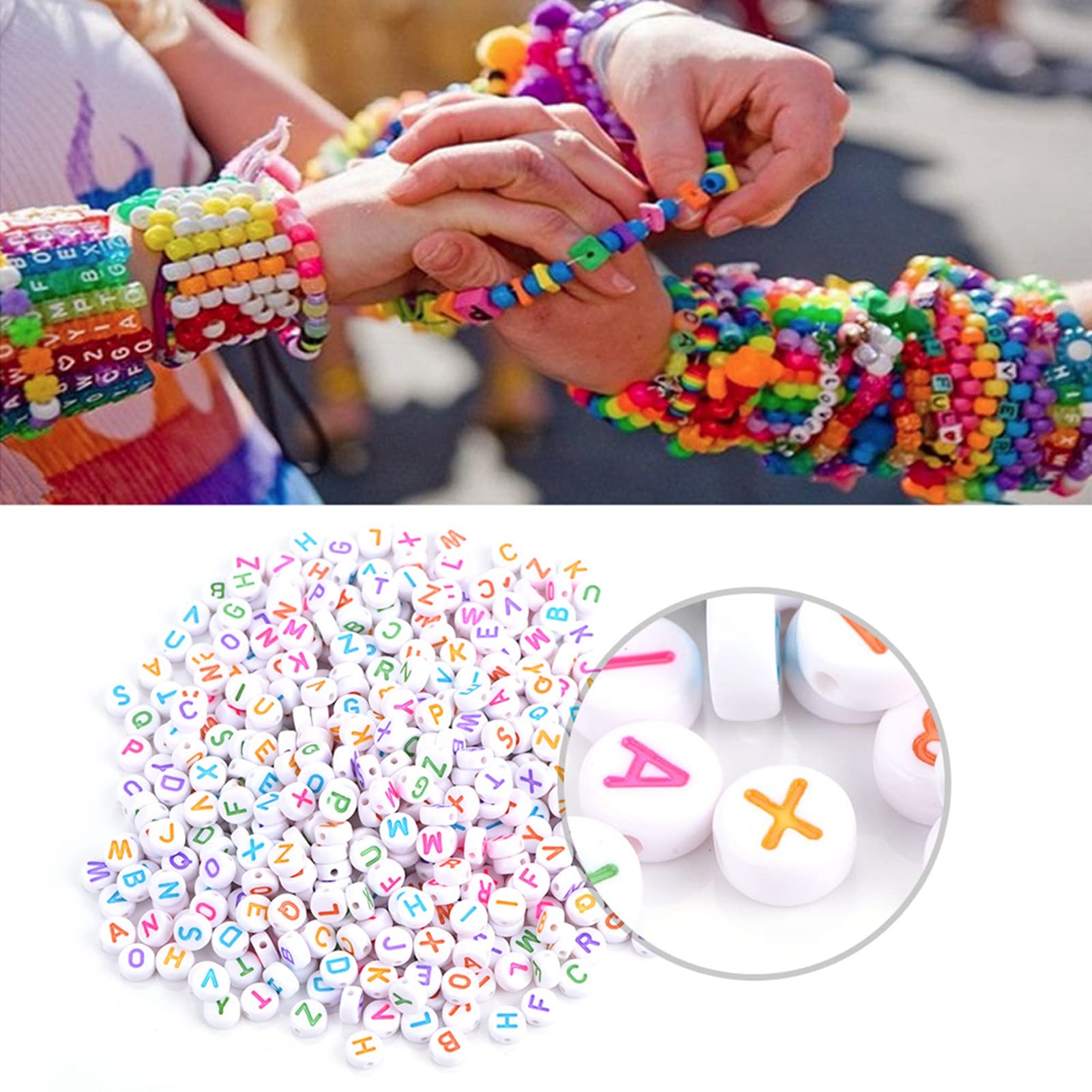 Letterkralen voor sieraden maken, 500 stuks 7 kleuren acryl letter alfabet kralen A-Z ronde alfabetkralen voor doe-het-zelf armband ketting Letterkralen voor sieraden maken, 500 stuks 7 kleuren acryl letter alfabet kralen A-Z ronde alfabetkralen voor doe-het-zelf armband ketting