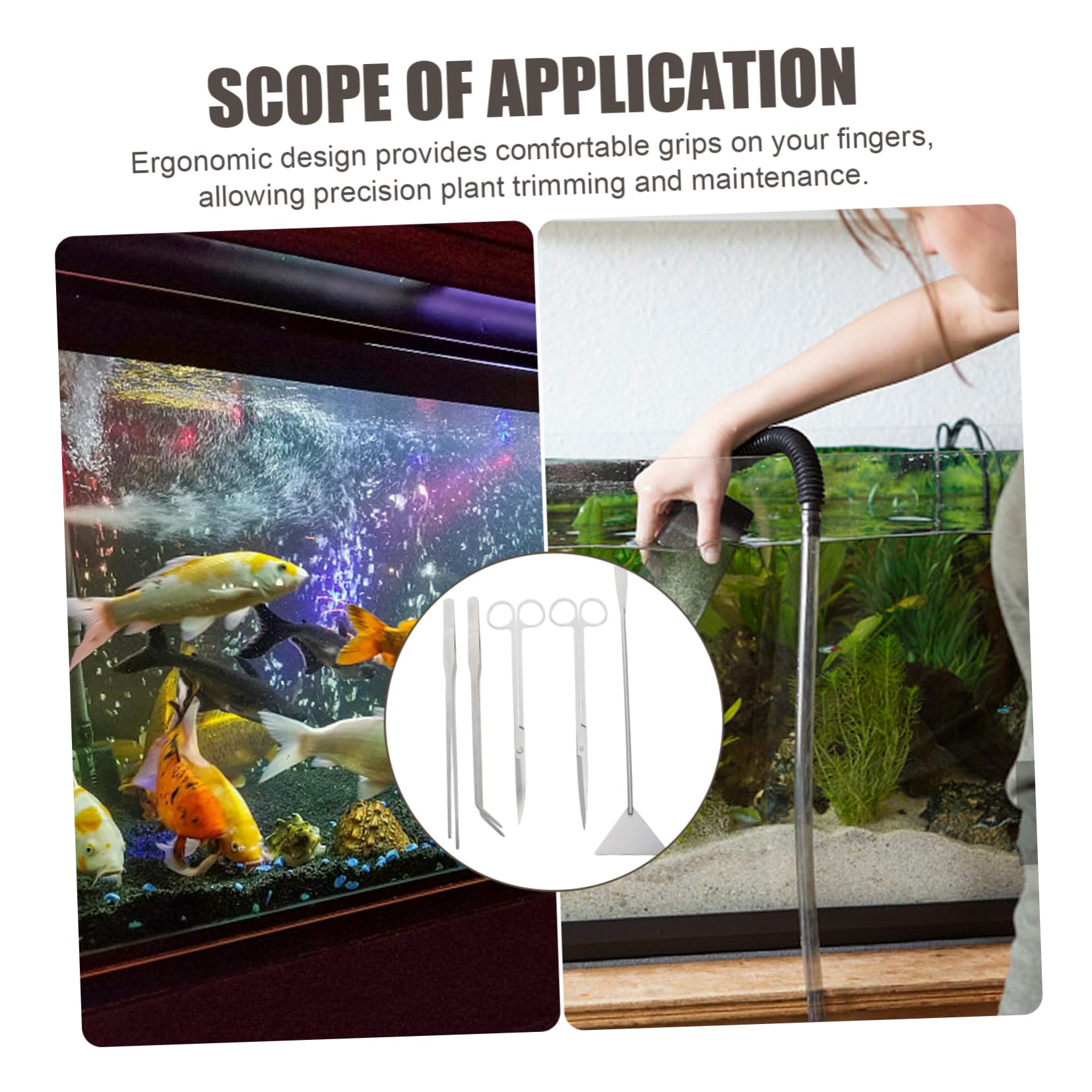 VANZACK 1 De Herramientas Acuáticas Pala Multifunción para Acuario Pinzas De Acero Inoxidable para Acuario Raspador Largo para Acuario Tijera para Acuario Suministro De