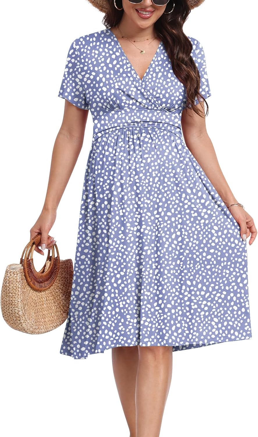 Maternity Casual Short Sleeve Party Dress Summer Wrap V Neck Baby Shower Photoshoot Pregnancy Nursing Dresses