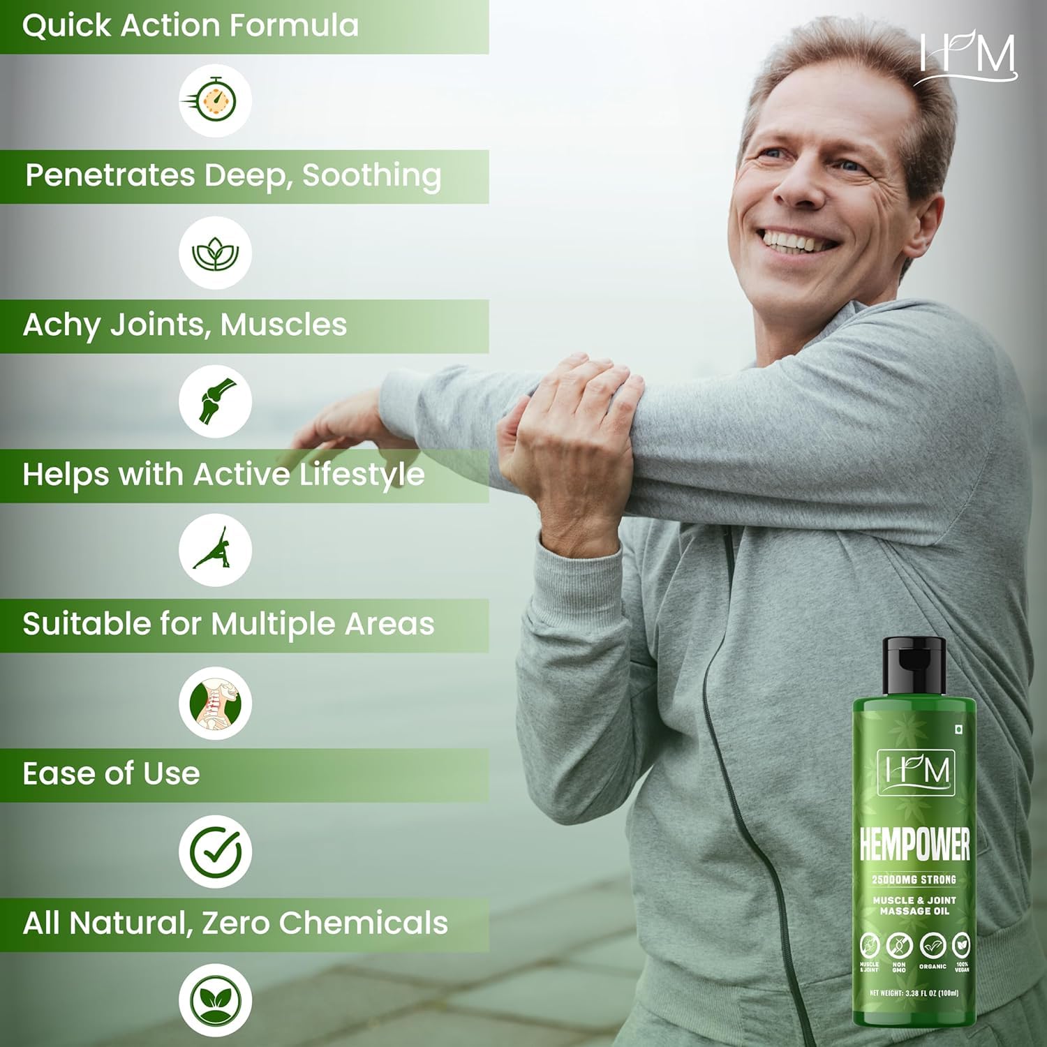 Hempower - Massage Oil for Muscle & Joint Pain - 25000 MG | Ultra-Strength Formula | Soothes Discomfort, Supports Active Lifestyle, Quick-Acting Relief | (3.38FL Oz) (100 ML)