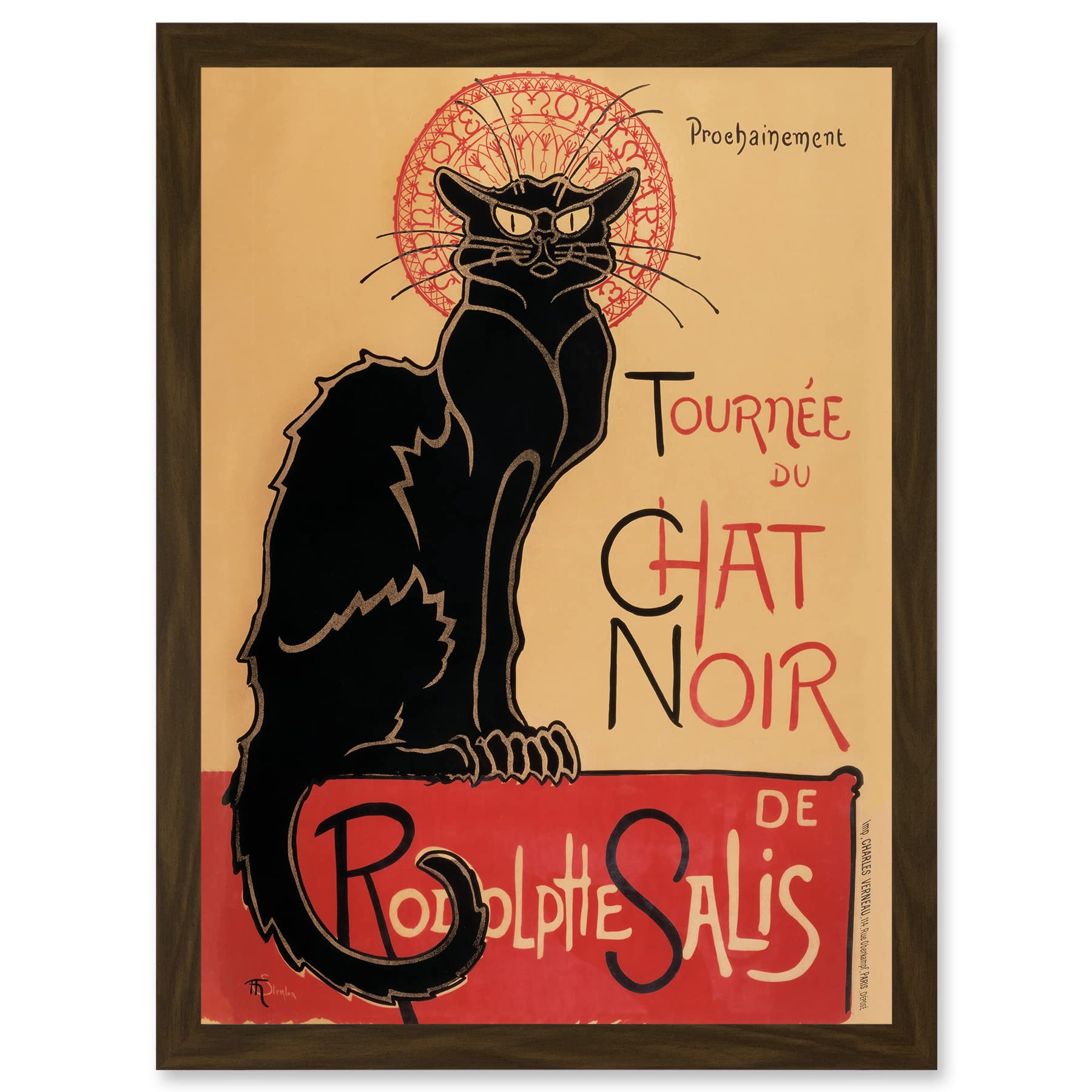 Artery8 French Vintage Advertising Tournee Du Chat Noir The Black Cat Rodolphe Salis Artwork Framed Wall Art Print A4