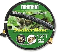 MHMHM 5/8" Soaker Hose 15FT - Solid Brass Fittings, Water-Saving Drip Irrigation for Gardens, Lawns & Flower Beds