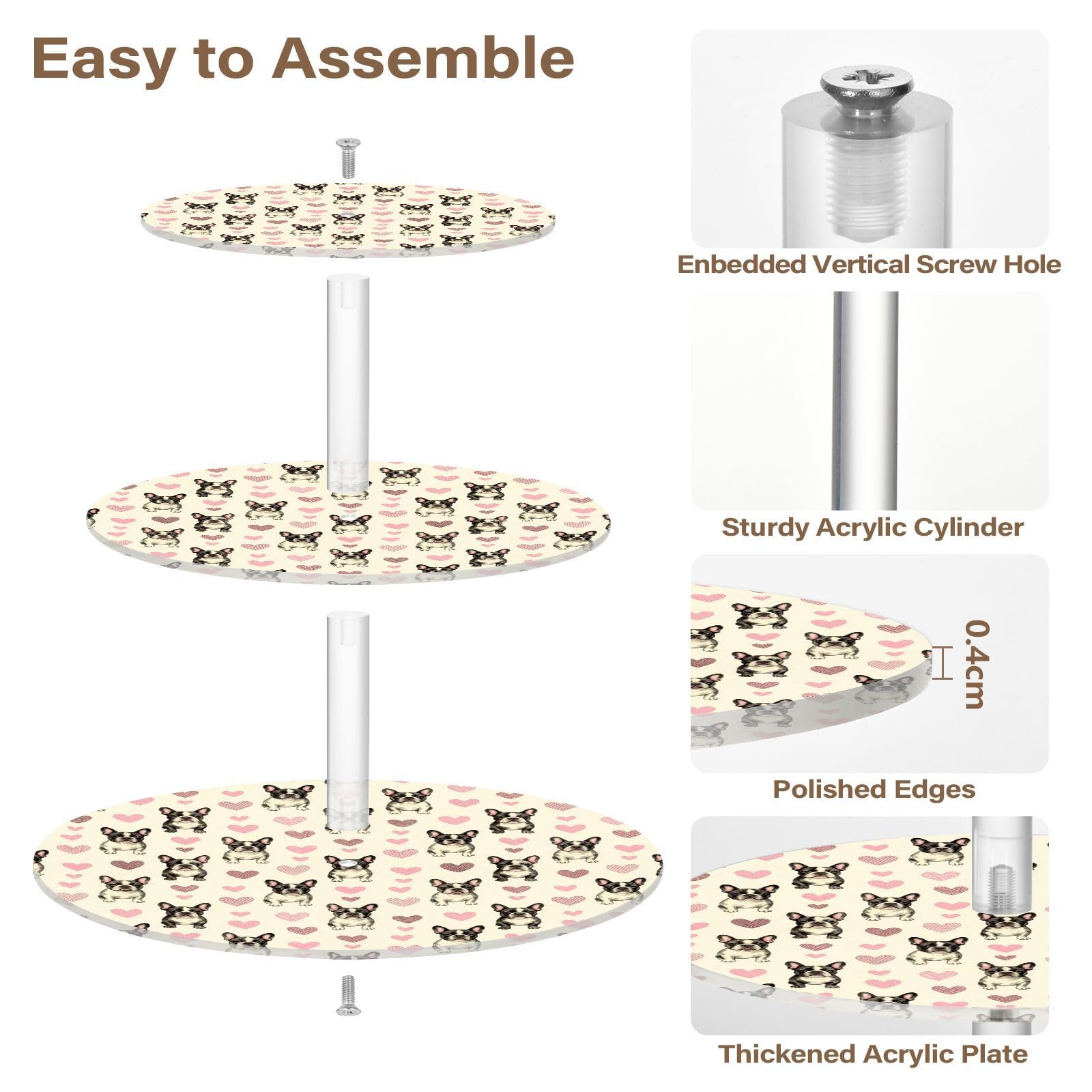 FRODOTGV Soporte de postre acrílico de 3 niveles para mesa de buffet