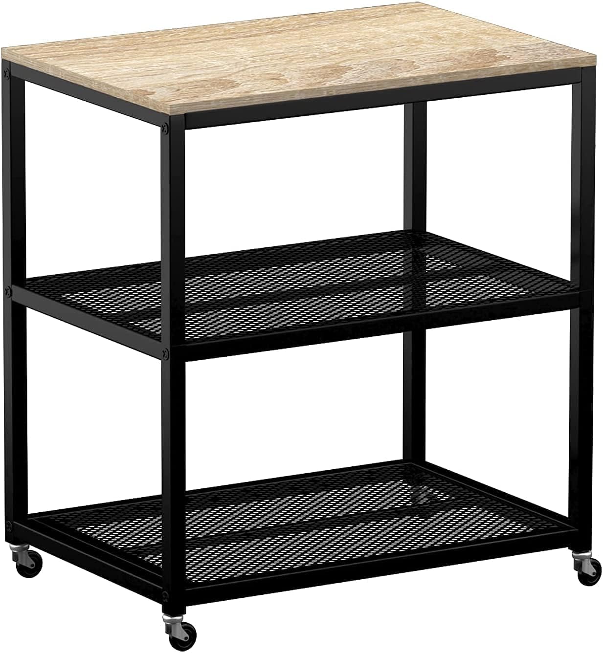 OGFC 45242 Home Bar Cart 3-Tier Standing Baker's Racks,Rolling Serving Bar Cart on Wheels with Storage Industrial, Wood Look Accent Furniture with Metal Frame,for Living Room Kitchen 2