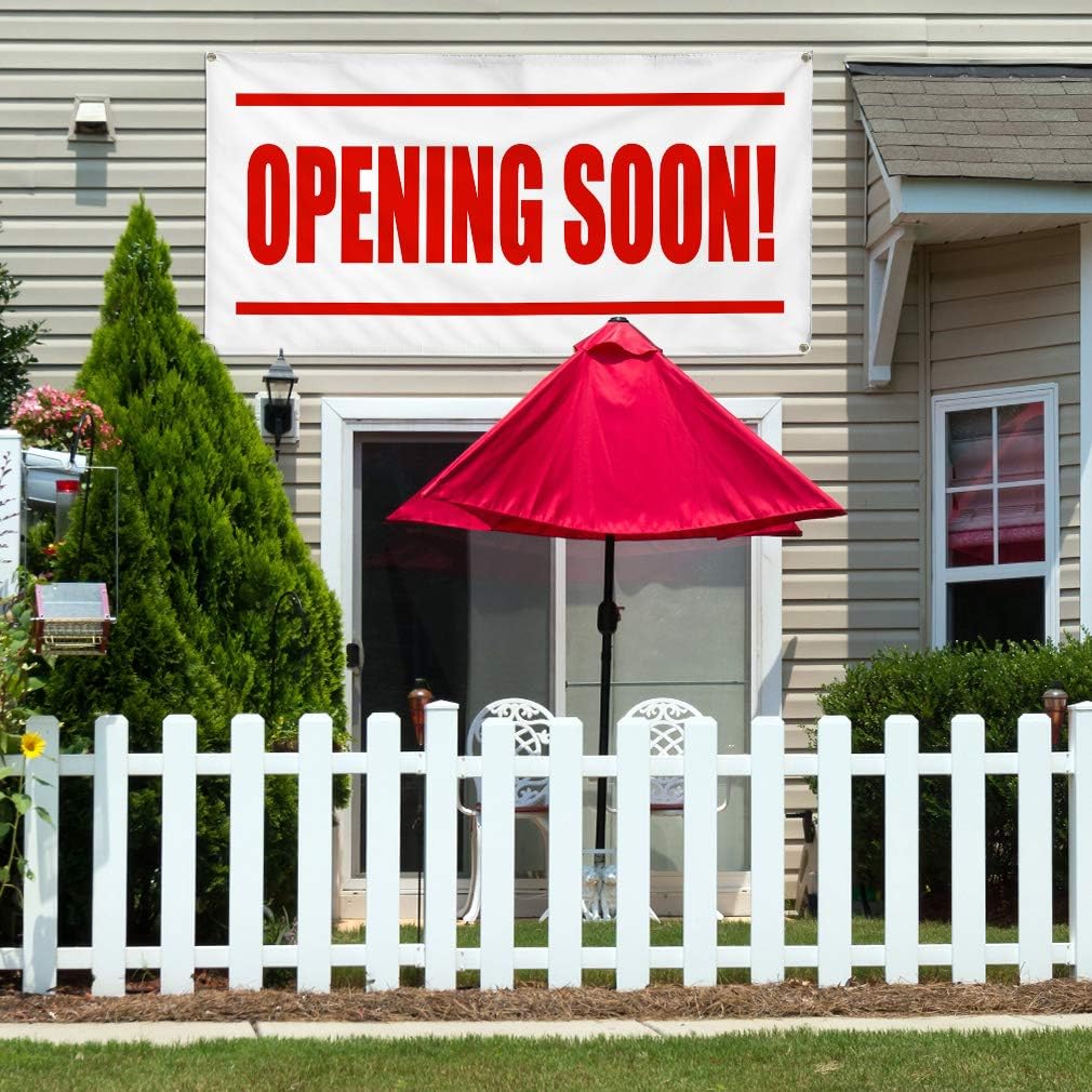 Vinyl Banner Multiple Sizes Opening Soon! Promotion Business Business Outdoor Weatherproof Industrial Yard Signs Red 4 Grommets 24x36Inches