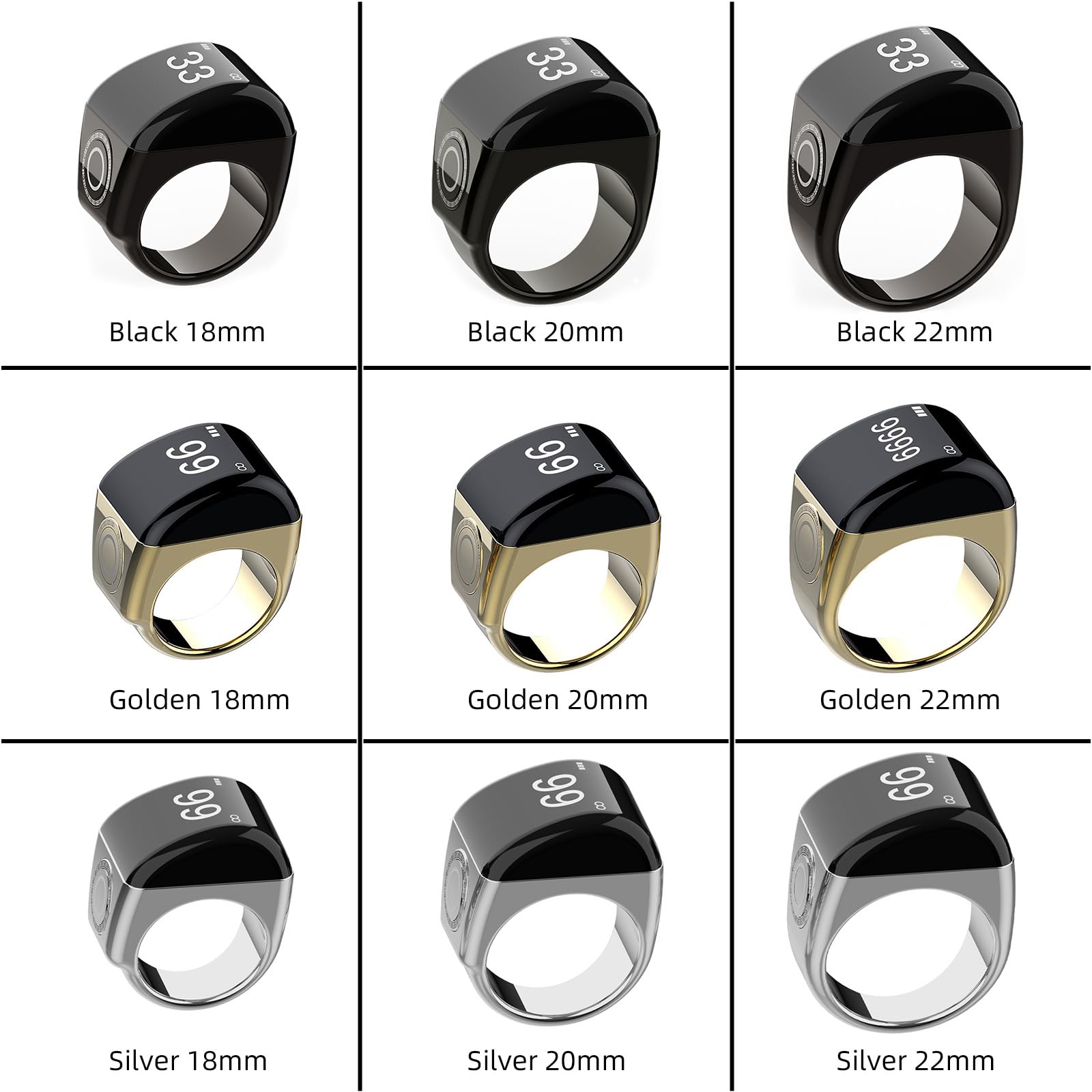 Photo 1 of Smart Bluetooth Ring with Electronic Counter & Muslim Digital Azan Alarm Clock, Rechargeable Time Reminder, APP Control, Ideal Ramadan Gifts, 20mm