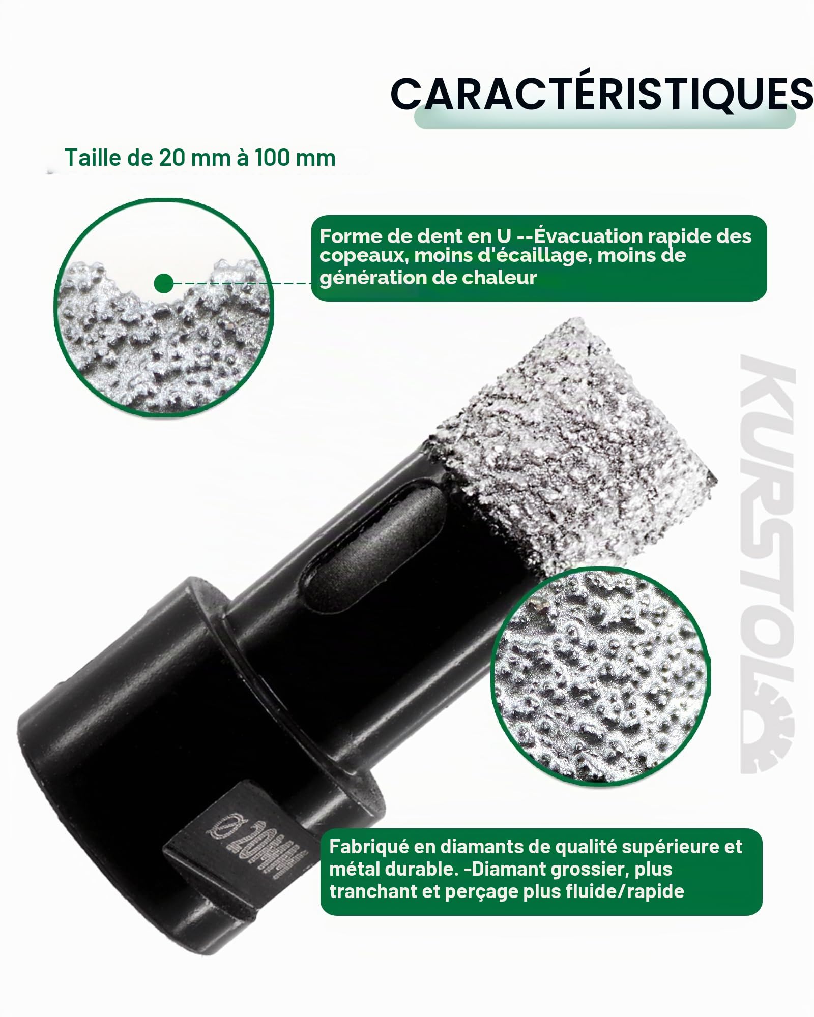 Forets Diamant - 5PCS 20/25/35/50/68MM Trépans de Forage Diamant