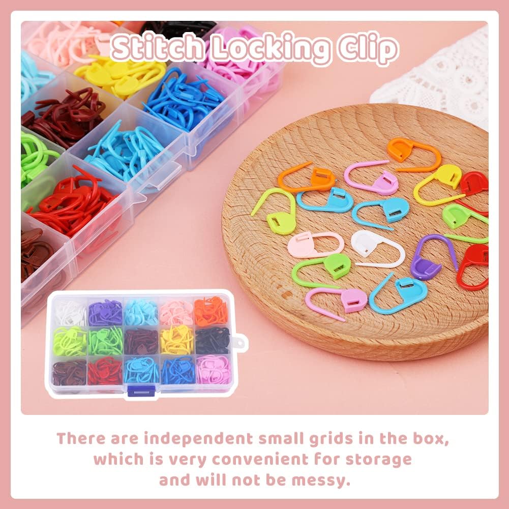 LUNARM 300Pcs Stitch Markers 15 Color Crochet Stitch Markers for Crocheting image 4