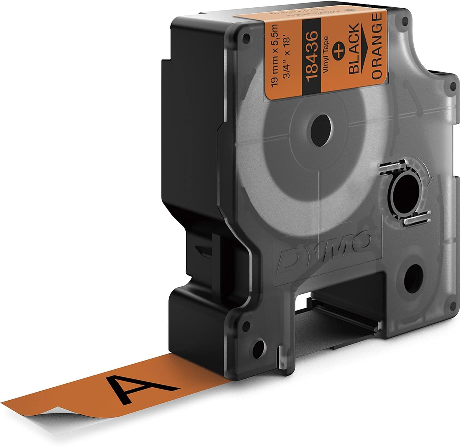 DYMO Rhino Industrial Vinyl Labels 3/4" Black Print on Orange Tape