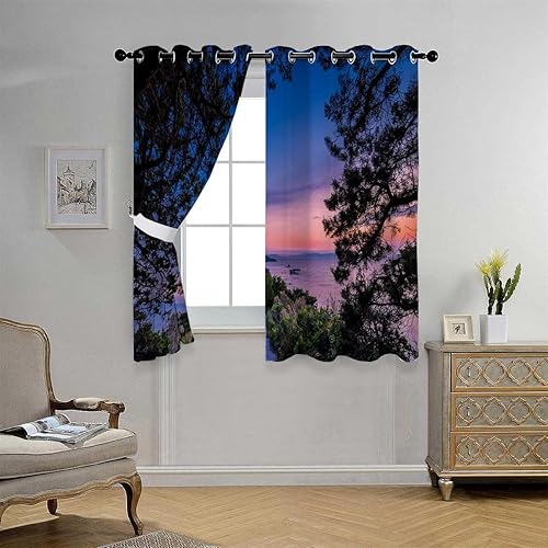 Miniatura 2 de Cortinas opacas aisladas, vista a la playa, cortina de puerta costera, cortinas para Ventanas de Cuarto 55 pulgadas de ancho por 55 pulgadas de