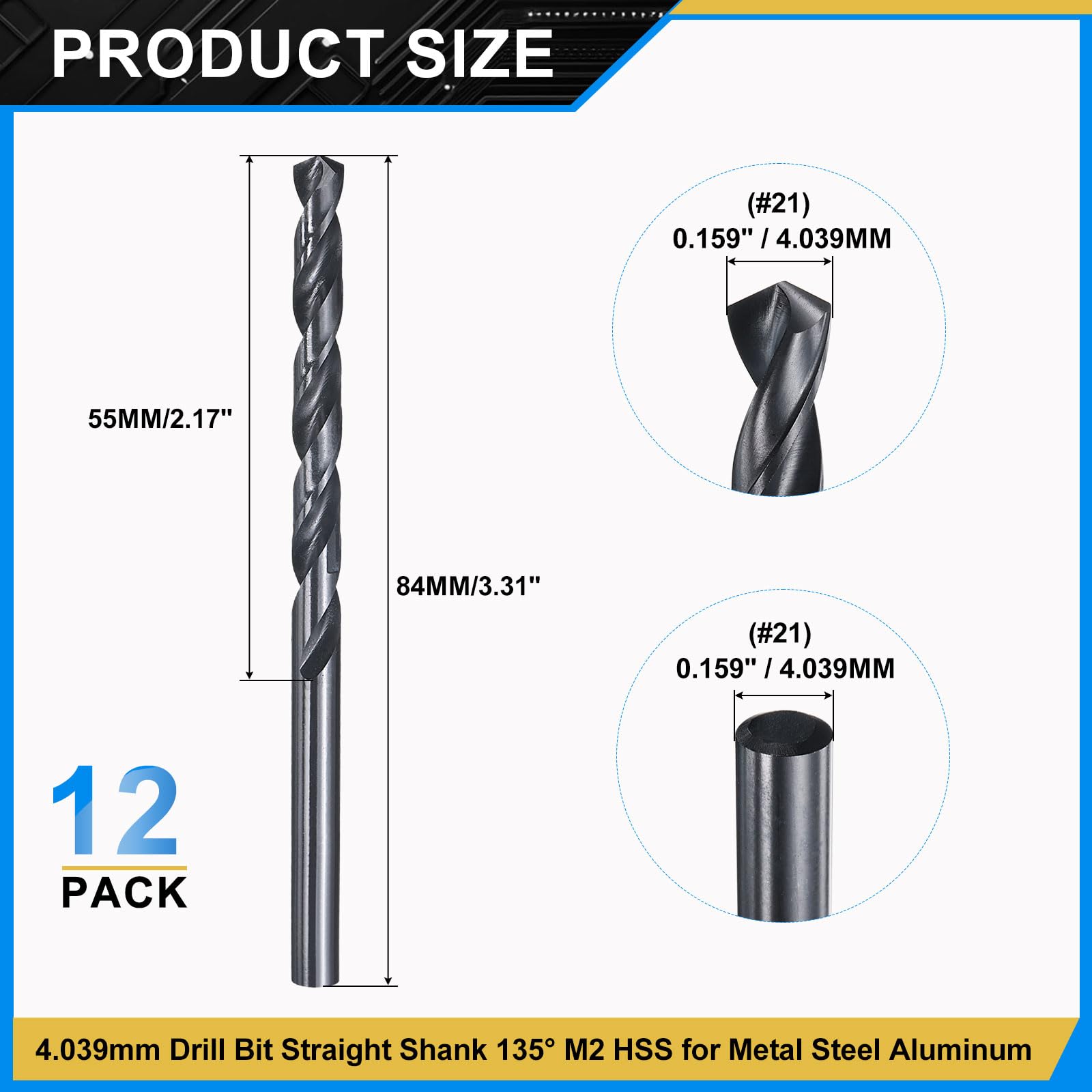 PATIKIL 4mm Drill Bit #21 - Image 2