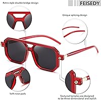 Vista 178 de Feisedy - B2622 - Lentes de sol estilo aviador, cuadrados, clásicos de los años 70, unisex, con montura clásica retro y elegante, UV400 Marco