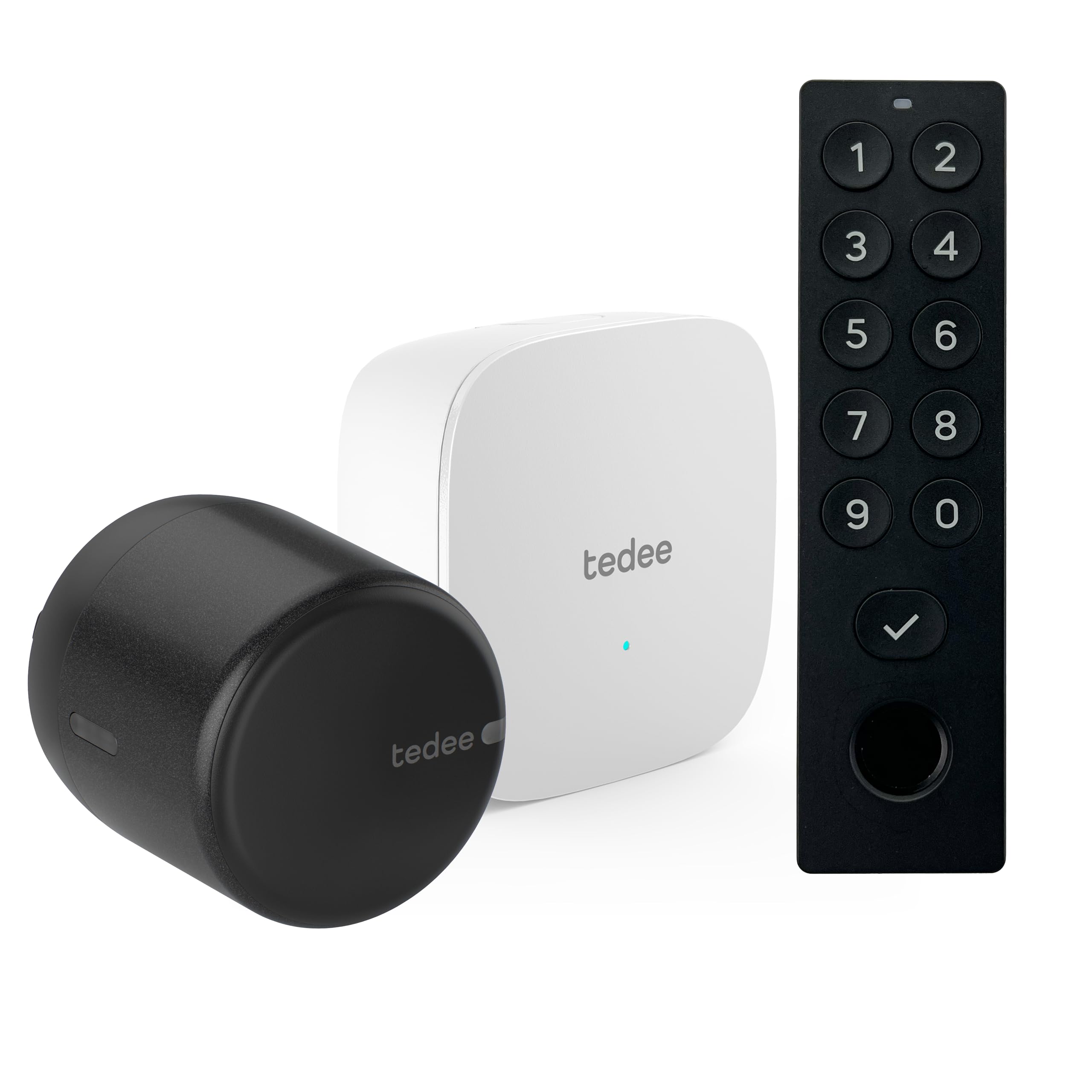 tedee Lock GO 2 Aluminium Set | smartes Türschloss Schwarz | WLAN-Bridge | biometrisches Tastenfeld Schwarz | Smart Home iOS, Android | Bluetooth | PIN + Fingerprint | keine Installationshardware