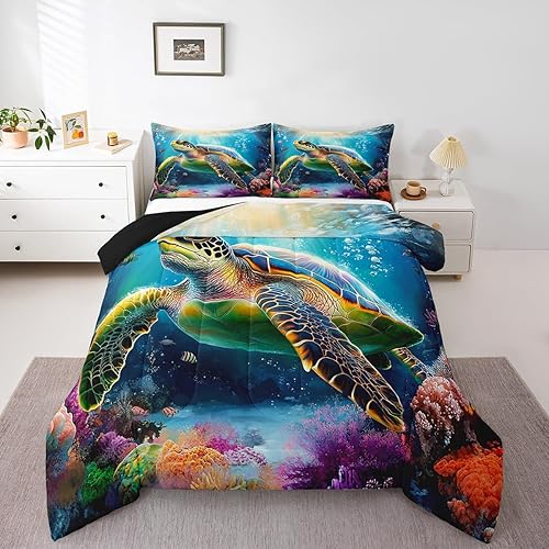 Miniatura 7 de Juego de edredón de olas oceánicas, tamaño Queen, juego de ropa de cama náutica retro con brújula de faro para mujeres, hombres y niños, decoración