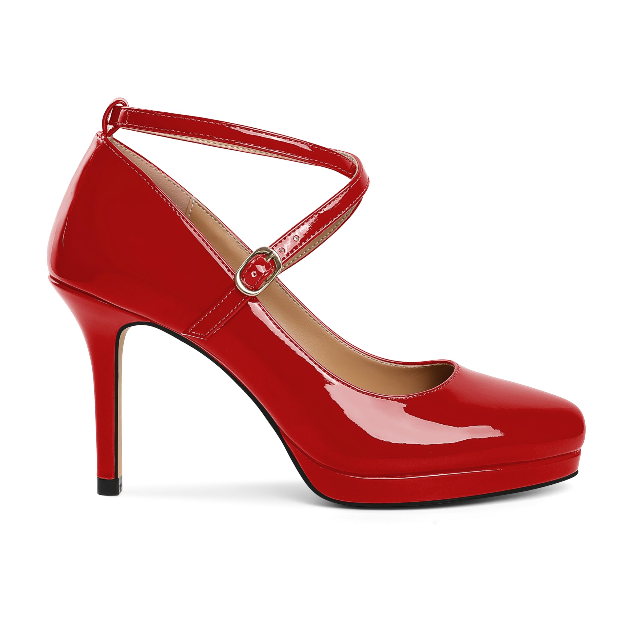 EDEFS Mary Jane Schuhe Damen Pumps mit Riemchen Hohe Schuhe EU35-45