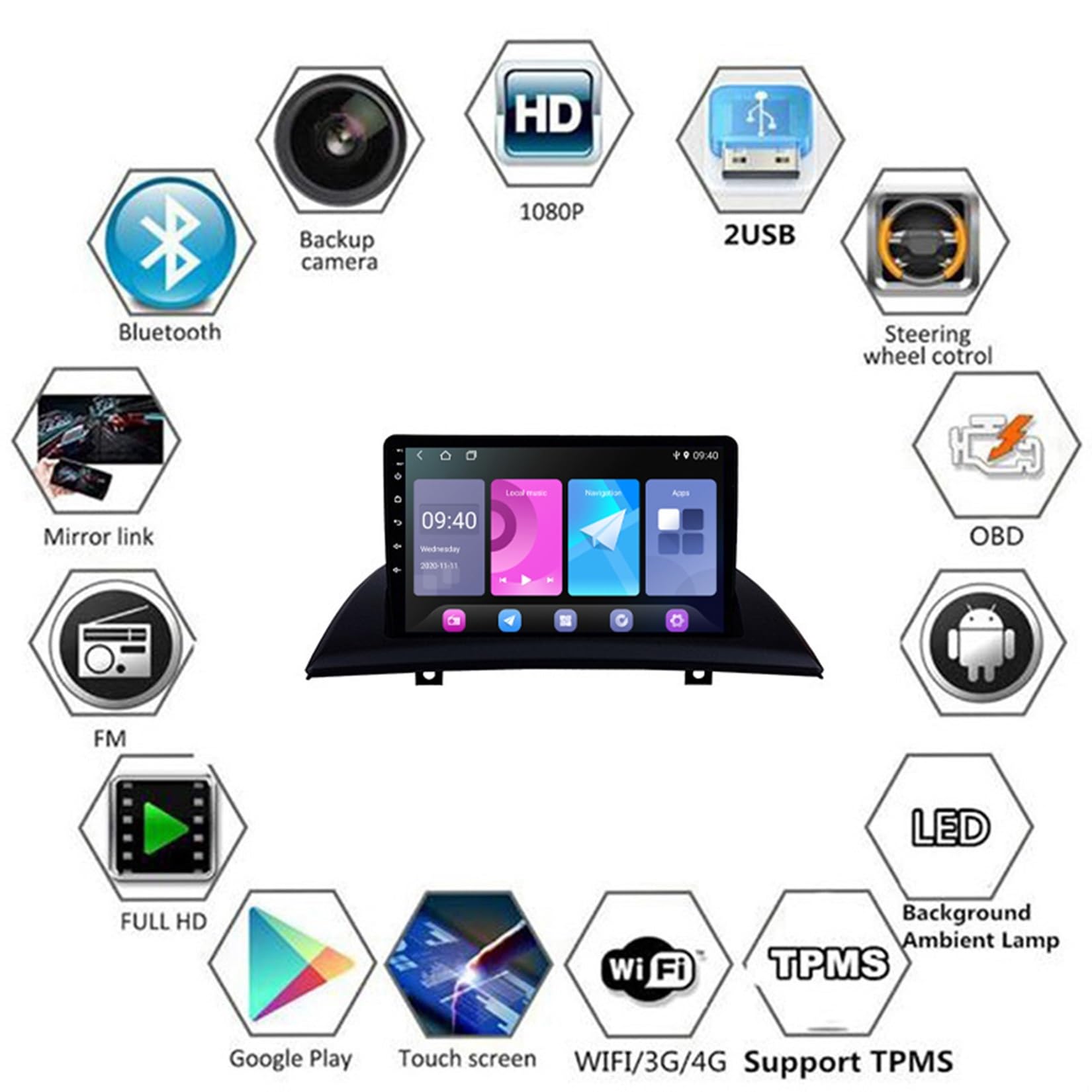 9-calowy ekran dotykowy Carplay Car Android 15 Radio samochodowe dla BMW X3 E83 2004-2012 z bezprzewodową funkcją Carplay Android Auto kamera cofania nawigacja GPS(W12-8 Core 4G+Wifi 12+256GB)