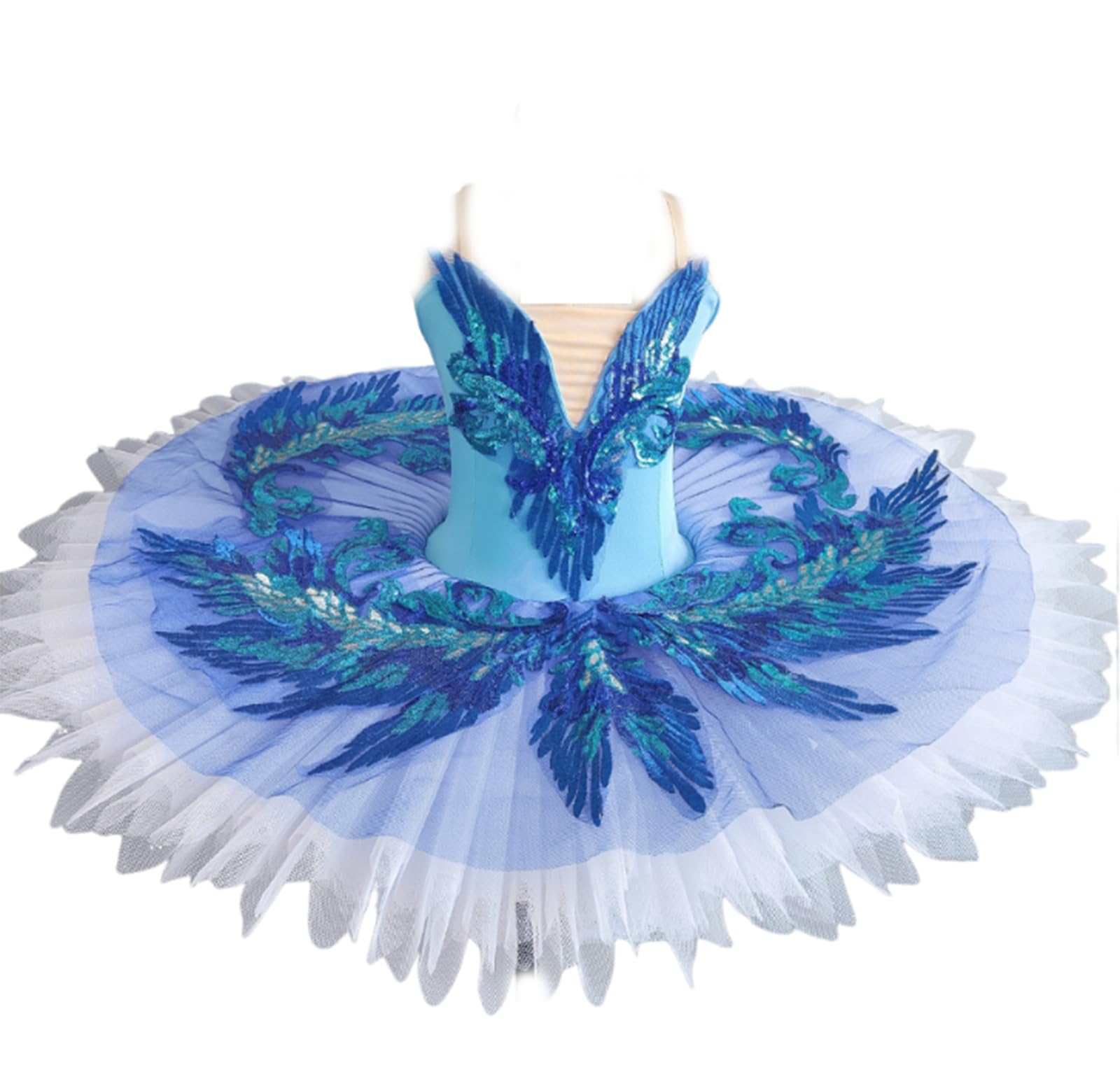 Vestido de Tutú de Ballet Profesional para Niñas, Disfraz de Princesa con Plato de Panqueque Y Bailarina del Lago de Los Cisnes, para Competición de Baile En El Escenario, Ropa de Práctica （160 cm）