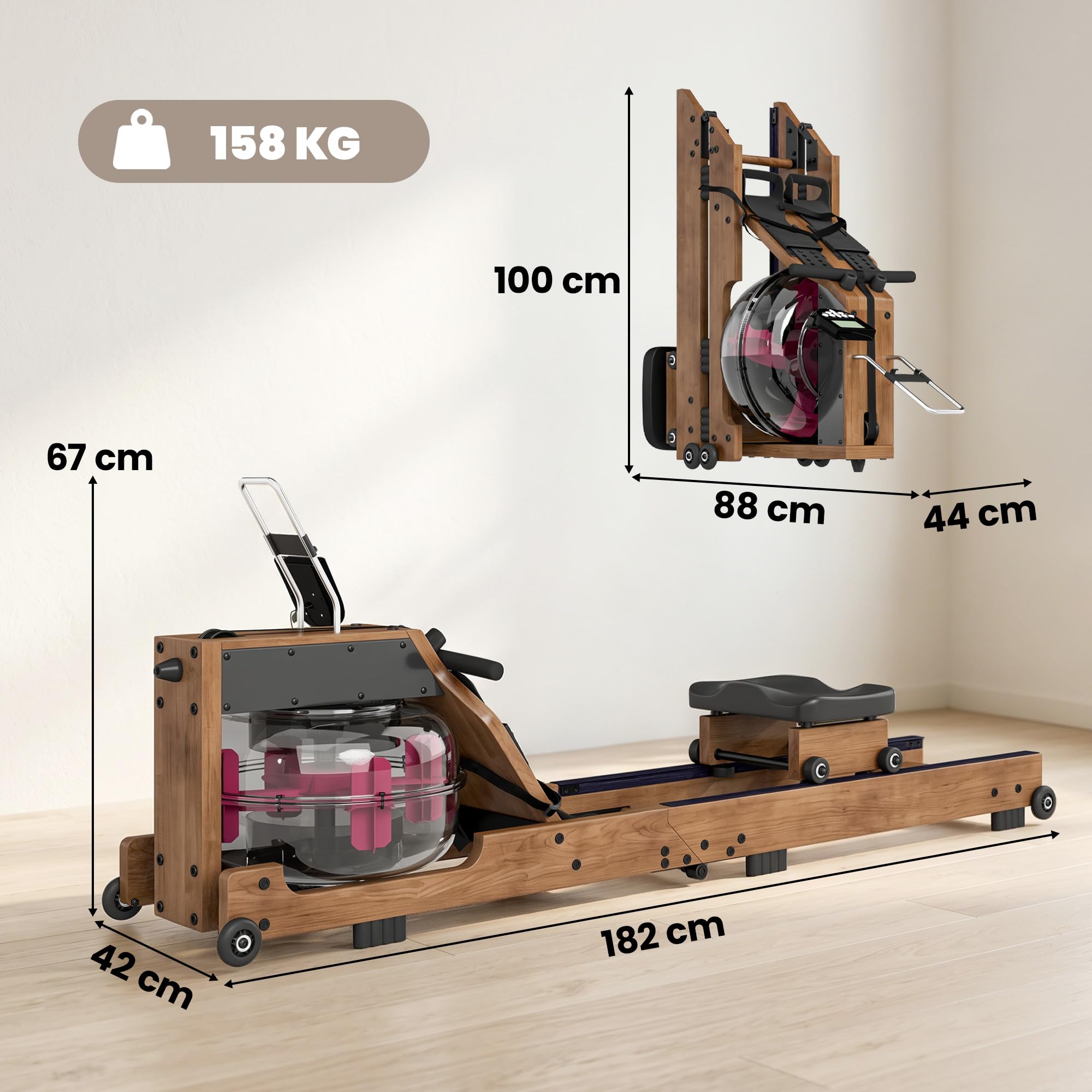 SPORTNOW Vogatore ad acqua pieghevole Bluetooth App 158kg