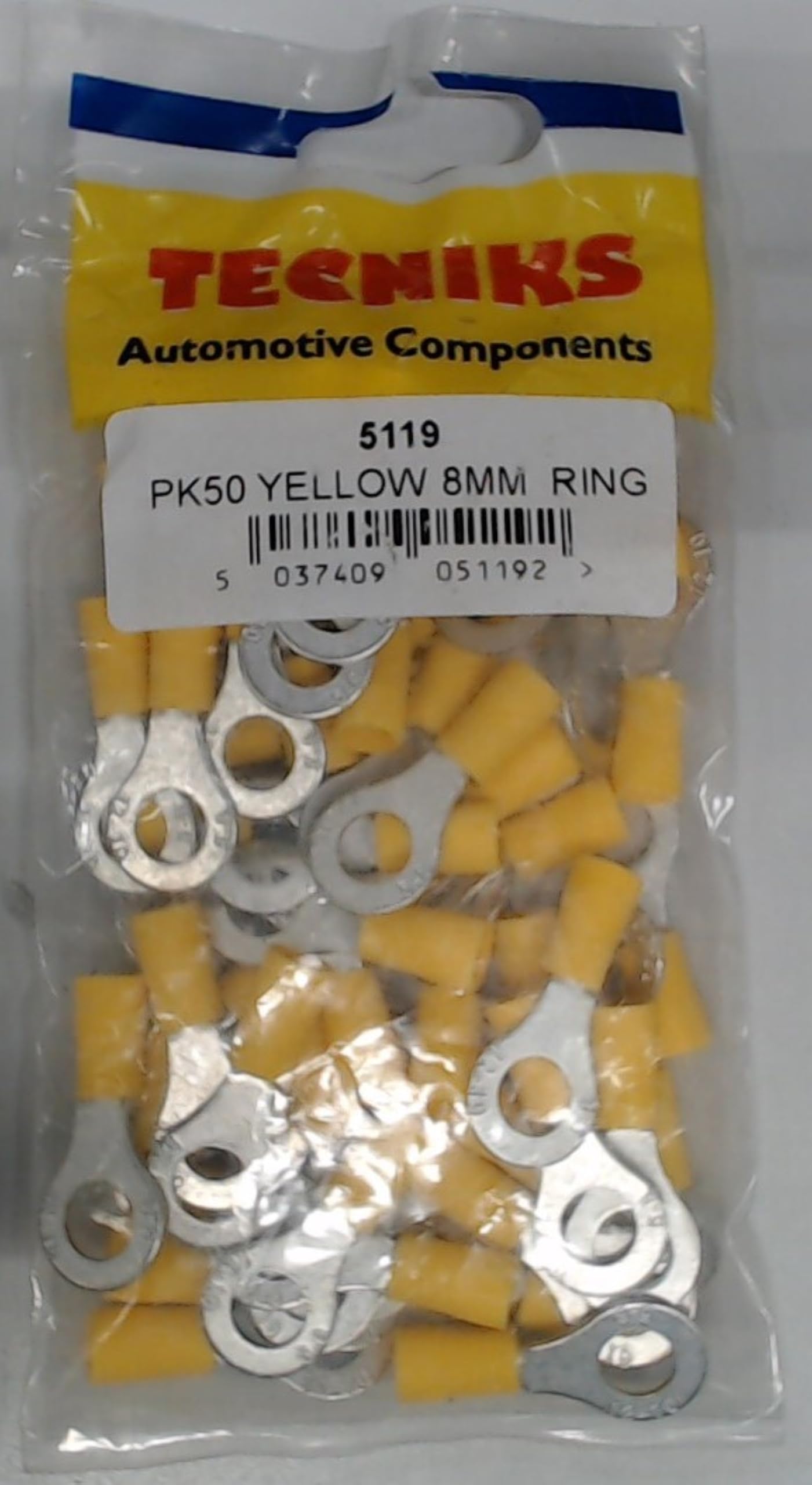 8mm Ring Terminals - Yellow