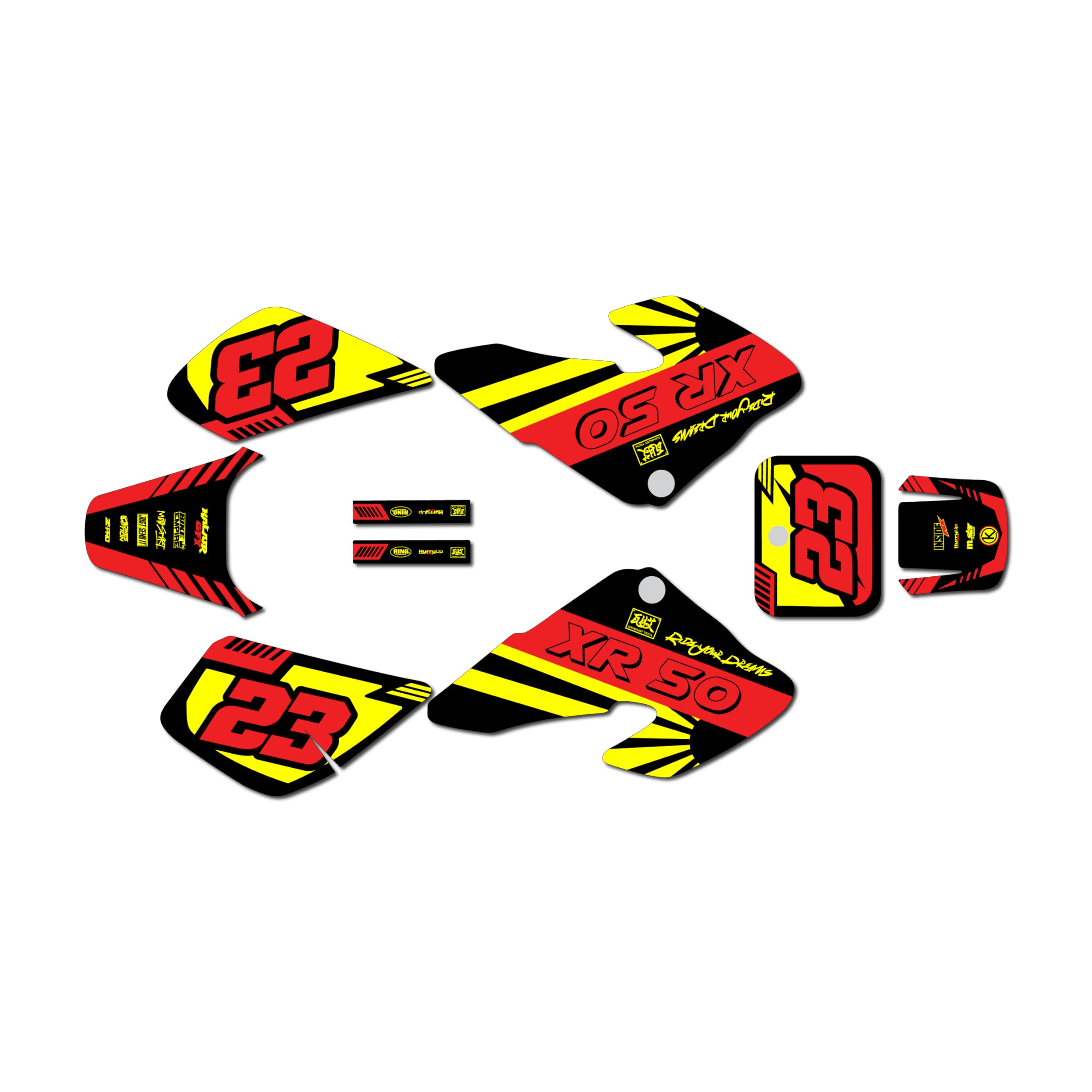 KALAIR GFX Division Series Graphics Kit For Honda XR50 (2000-2003) – Red/Black – Custom Name & Number Included