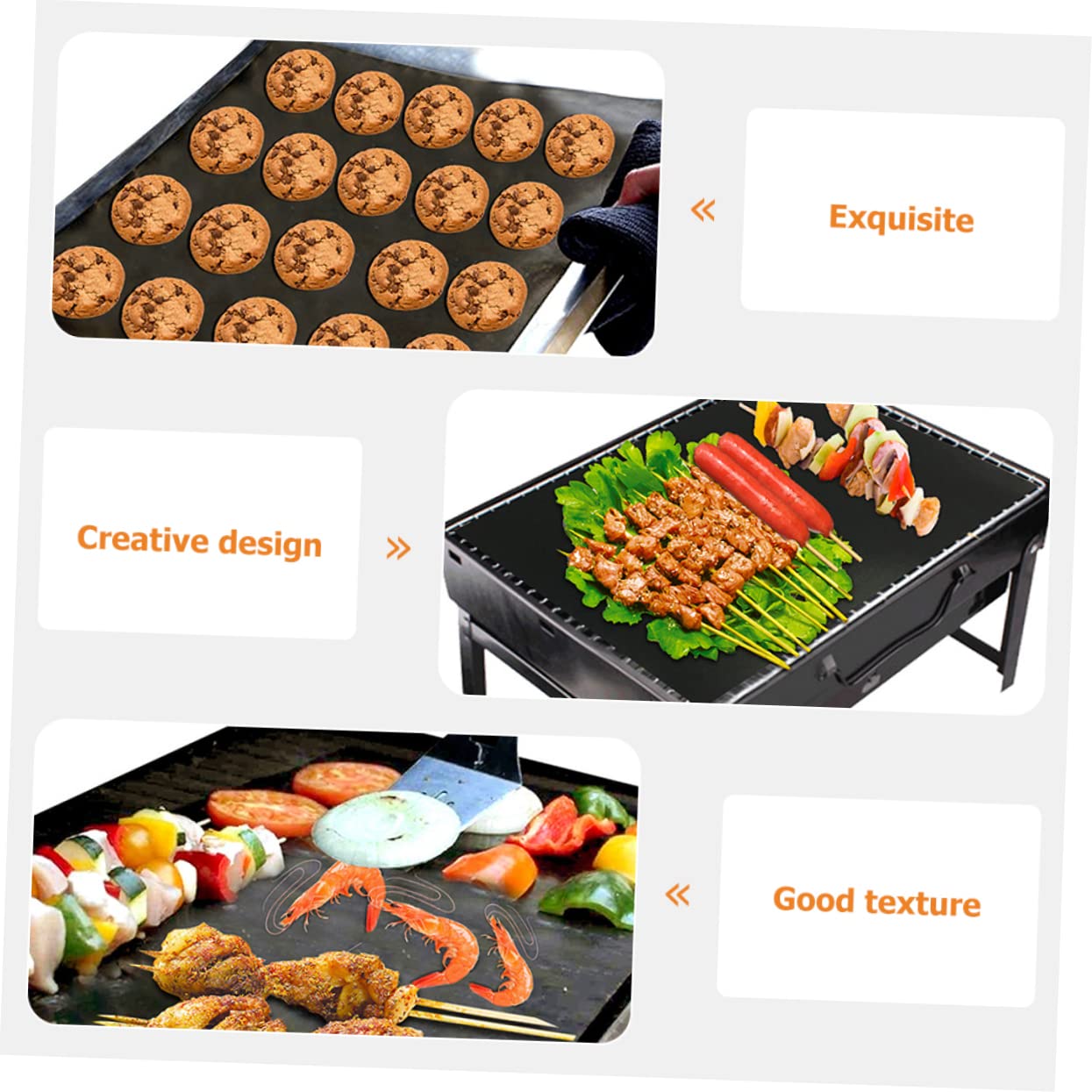 Toyvian 2 Sätze Ptfe Grillmatte Antihaft Baking Sheets Für Bbq Grill Wiederverwendbar Hitzebeständig Fleisch Gemüse 4 Stücke * 2
