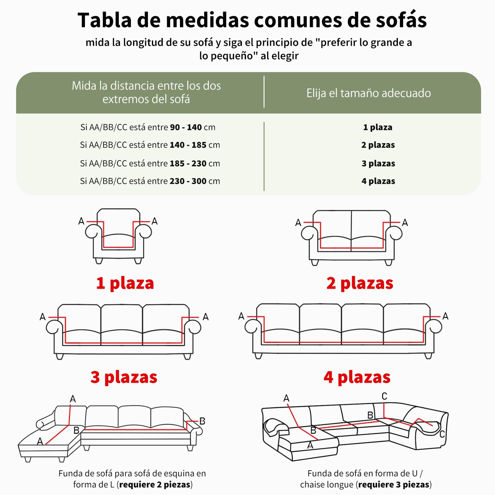 Funda Sofa Chaise Long, 2 Piezas, Antideslizante Elástico Funda de Sofá para Sala Protector para Perros Mascotas (1 Plaza, Beige)