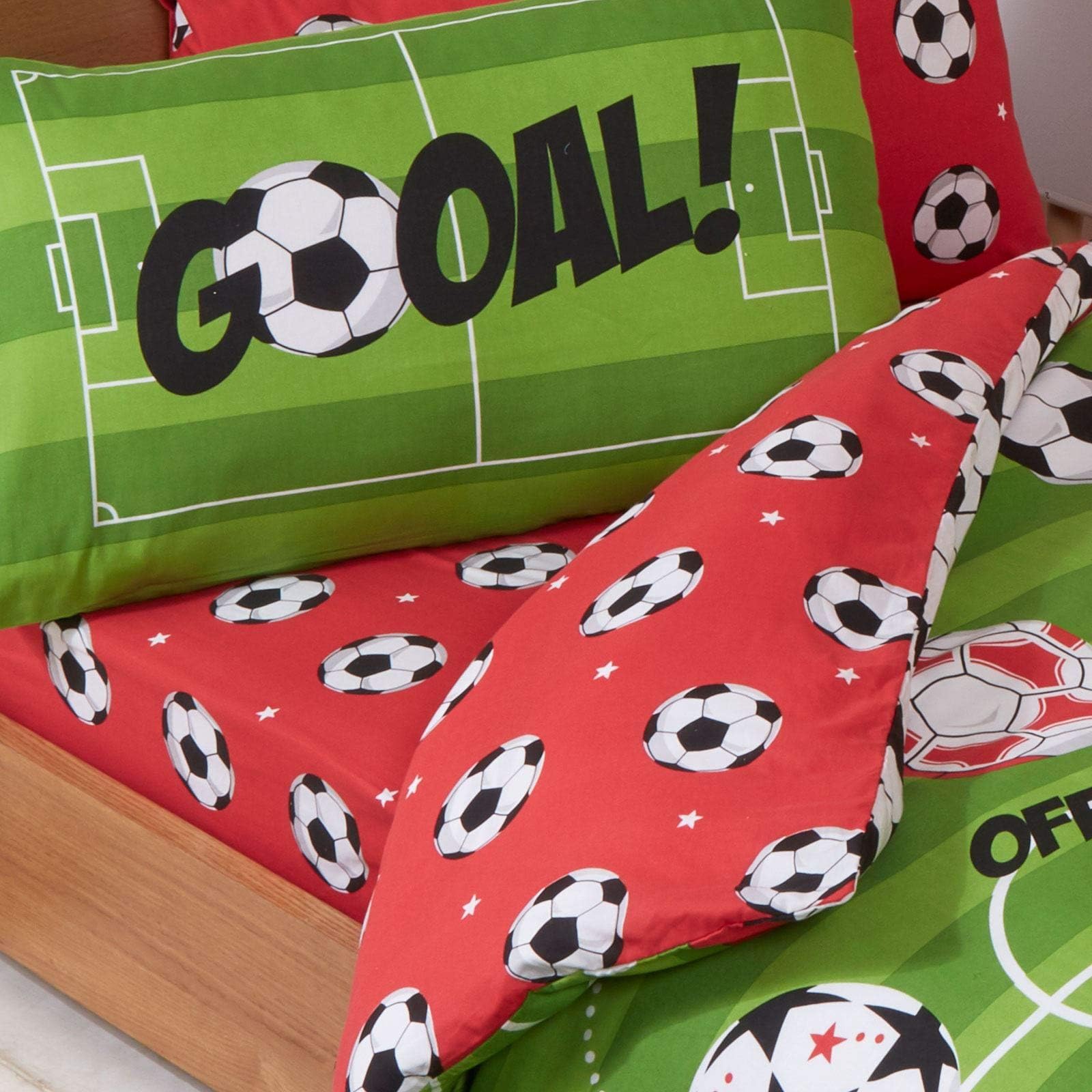 Rapport Football Red Single Duvet Cover and Pillowcase Set
