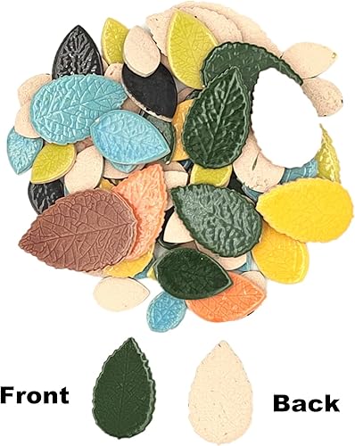 Miniatura 6 de Mosaico de cerámica manchado con forma de hojas de 7.05 oz para manualidades, piezas de mosaico de varios tamaños de 0.9  2 pulgadas, azulejos de