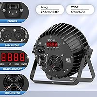 Vista 6 de Luces LED de Escenario 12X18W RGBWAUV 6en1 Luces Par Can de Iluminación Par con Control DMX Activadas por Sonido Uplights para Eventos Iglesia DJ