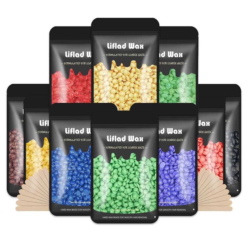 Kit de depilação com cera quente Liflad, 10 pacotes com espátulas, 2,2 lb