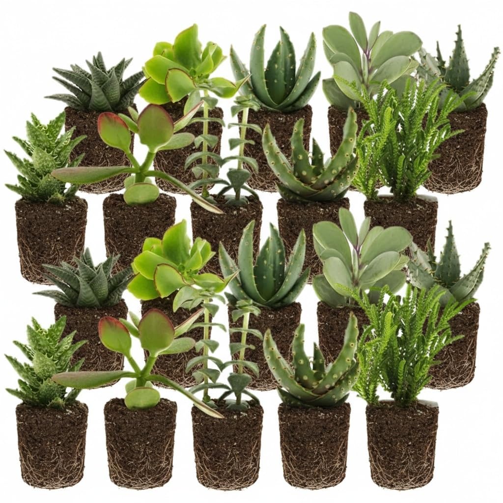 vdvelde․com - Sukulenty żywe 20 sztuk bez donicy, sadzonki Ø 6 cm | Ukorzenione i gotowe do przesadzenia, do terrarium, na parapet lub misę, wysokość 10-15 cm