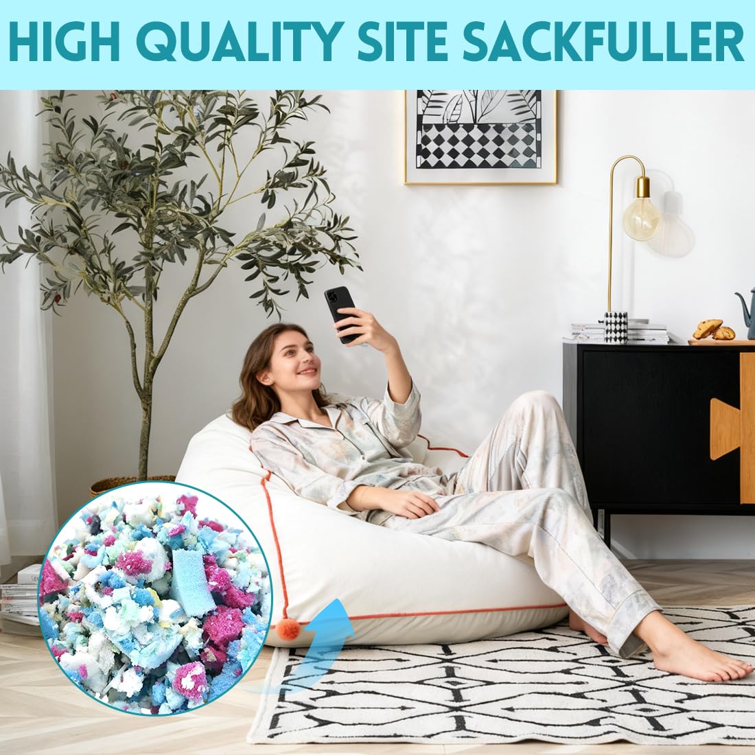 RANJIMA Memory Foam-Füllung für Sitzsäcke, Schaumstofffüllung Schaumstoff Flocken für Bean Bags Kissenfüllung Teddyfüllung Sitzsackfüller Kissen Stuhl Hundebett Schaumstoffflocken Nachfüllung 2,3kg