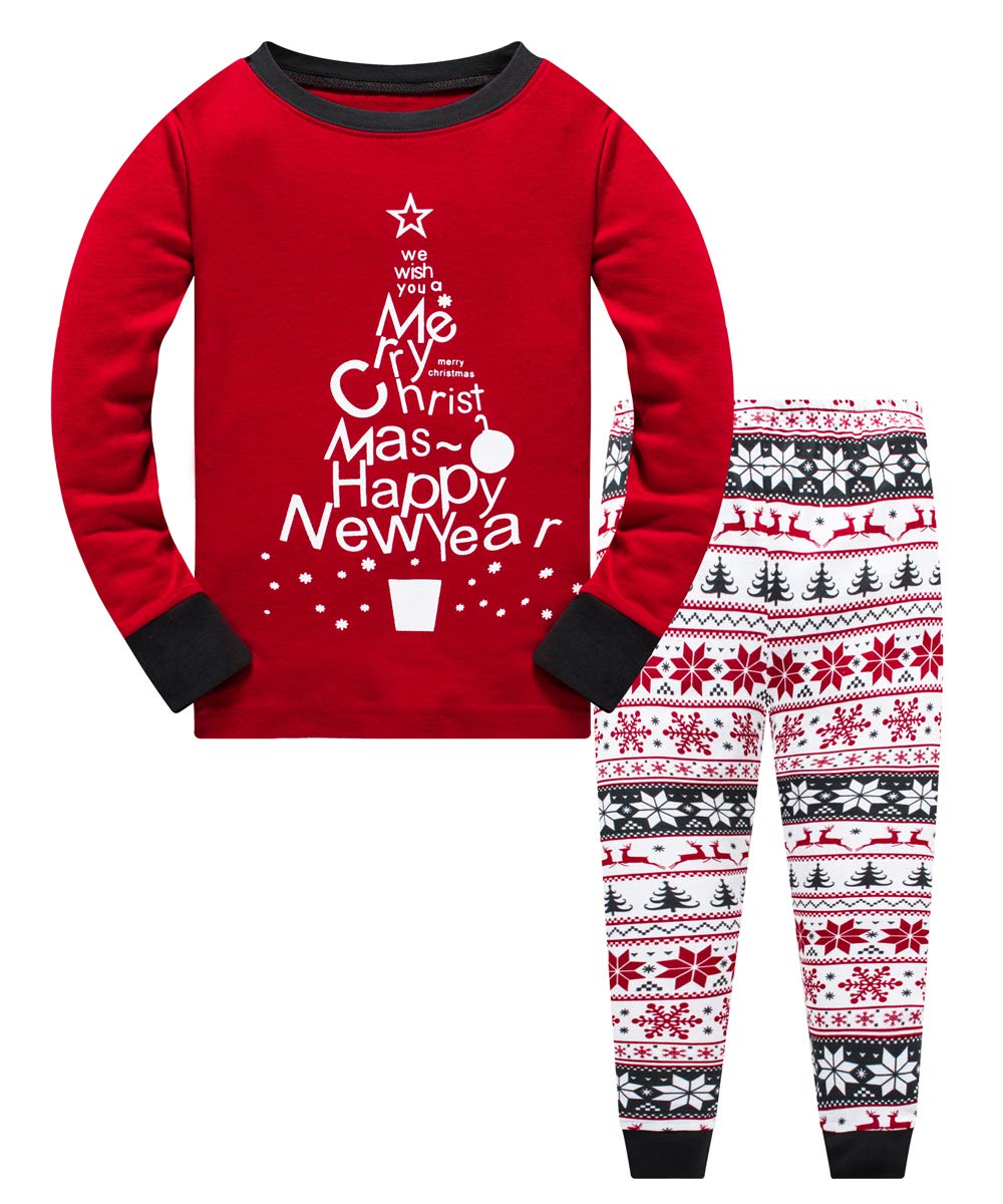 Christmas Pyjamas Sets 100% Cotton Little Boys Girls Pjs Kids Sleepwear 2pcs