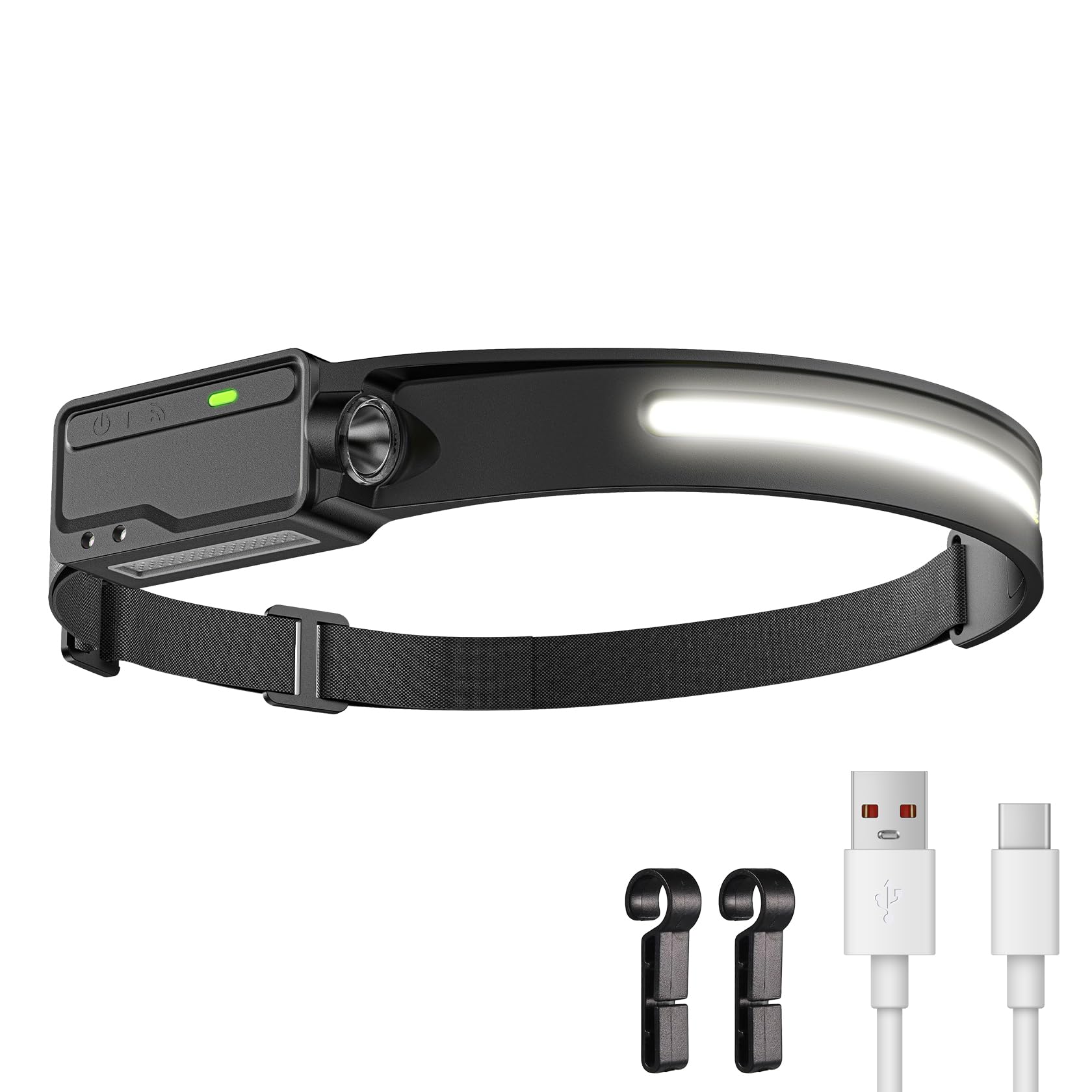 LED Headlamp Rechargeable Waterproof, Motion Sensor Hardhat Headlamp with Clips, 230°Wide Beam Head Lamp 6 Modes, for Adults, Kids, Camping, Running, Hiking, 1 Pack-image-17