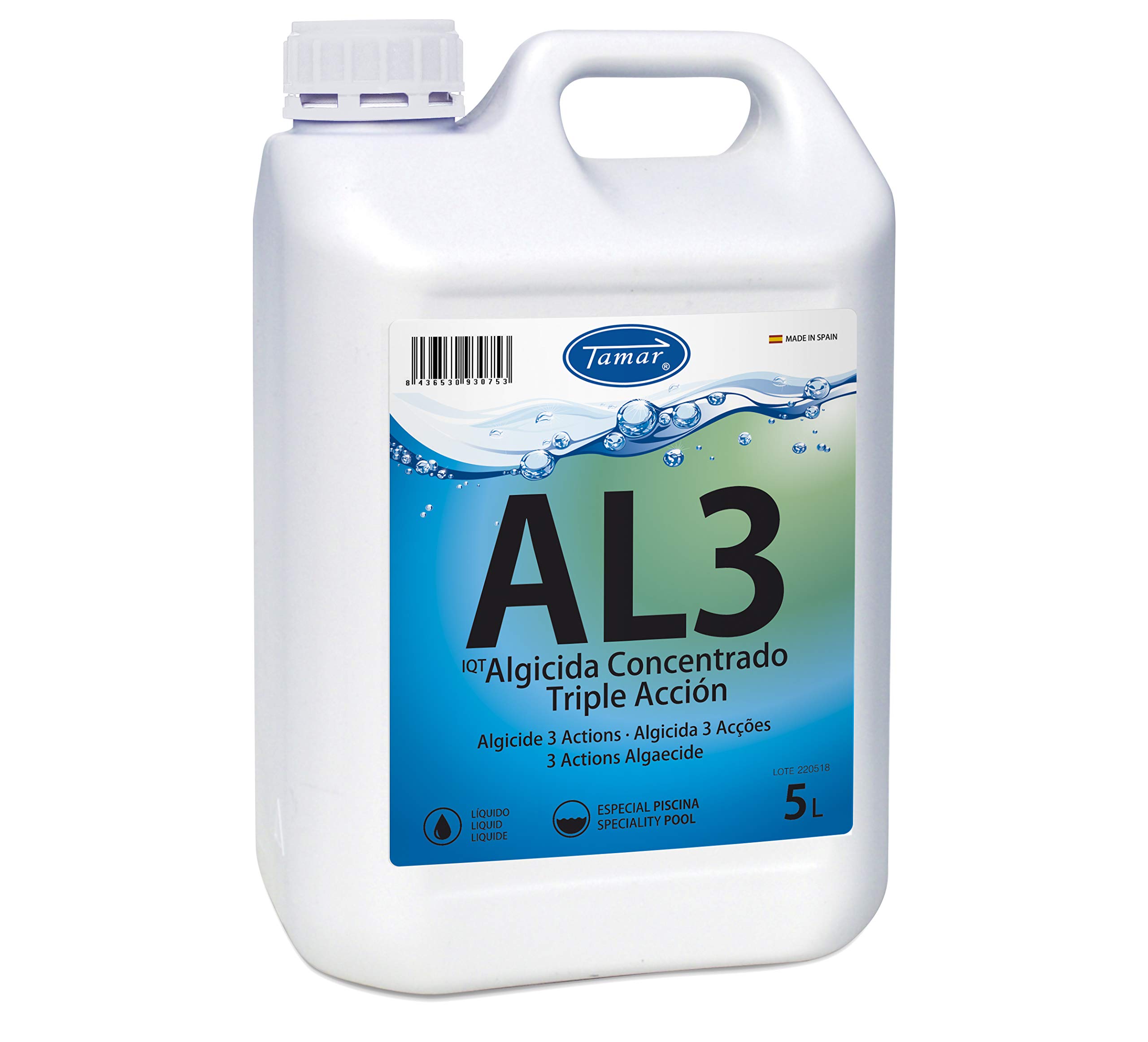 Tamar Algicida Larga Duración con Efecto Abrillantador, biocida Especial Piscinas, alguicida no espumante, antialgas preventivo, acción rápida, sin Cobre 5 litros — view 5