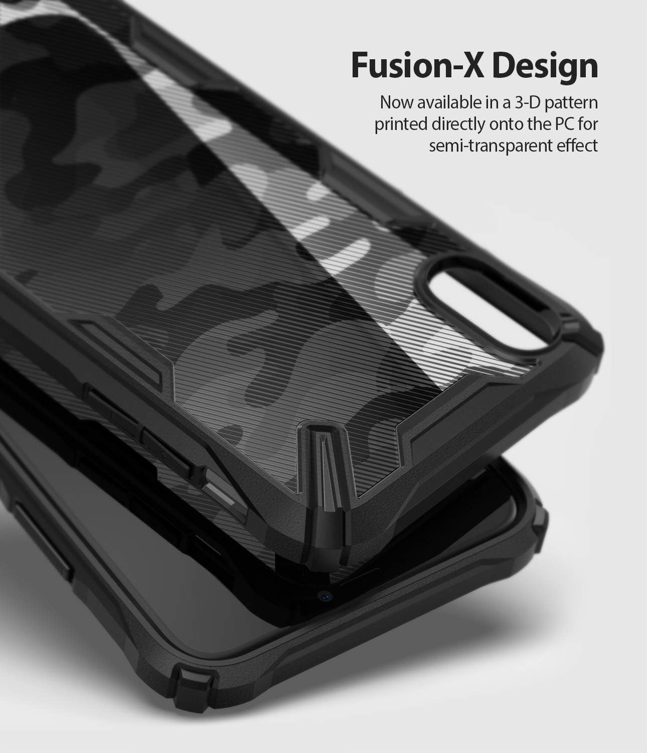 Ringke Fusion X Design Compatible with iPhone XR Case, Military Grade Drop Protection Phone Case Suitable Cover - Camo Black