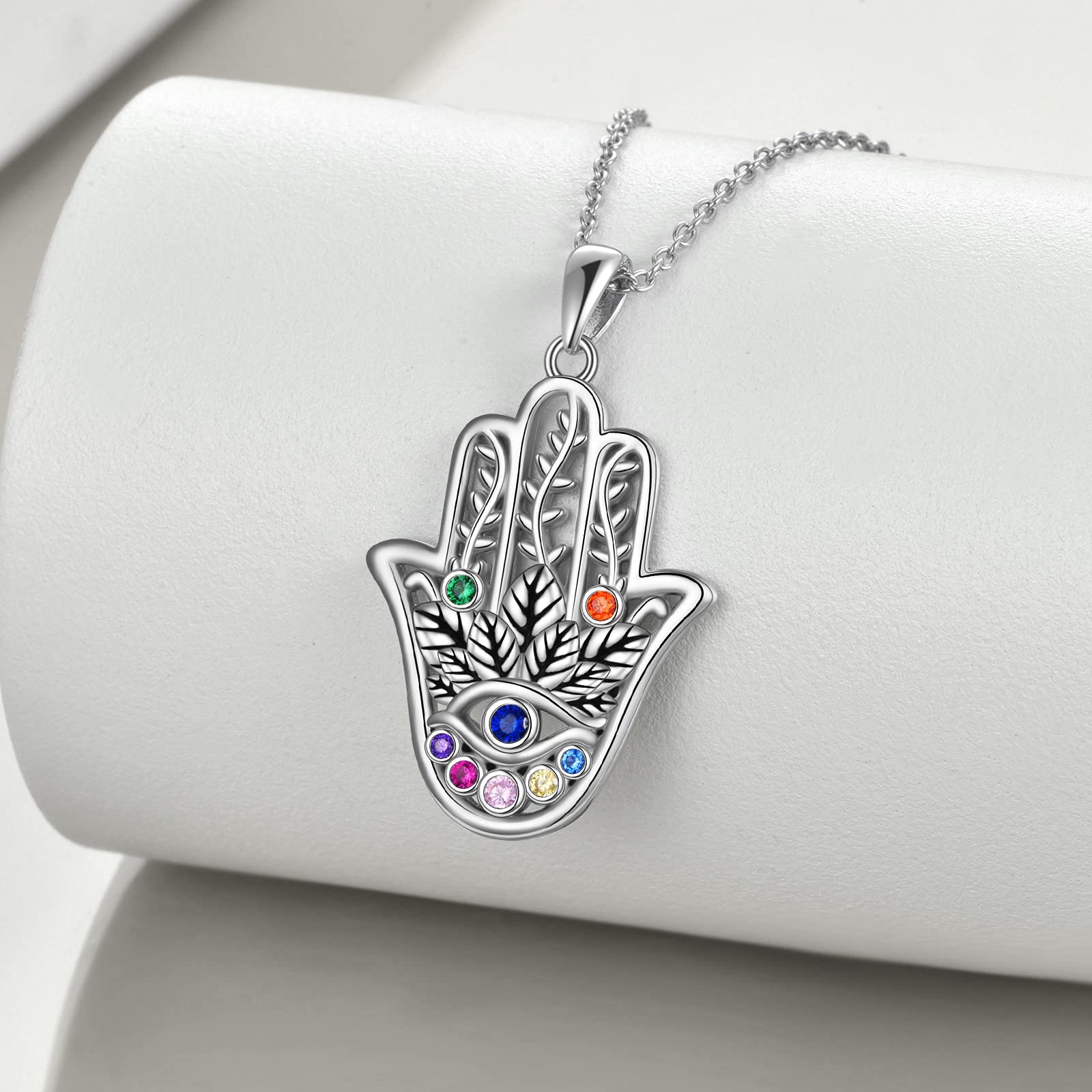 Fatima Evil Eye naszyjnik damski ze srebra wysokiej próby 925, z zawieszką z cyrkonią, idealny prezent z delikatnym pudełkiem