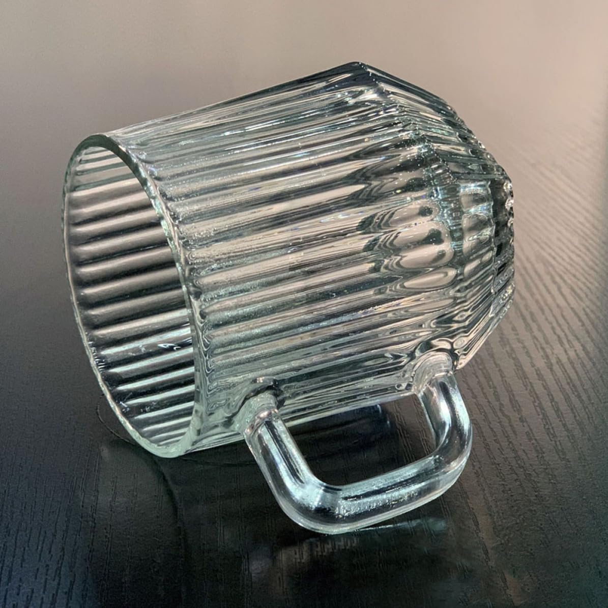6 Stück Kaffeetassen aus Glas mit Henkel Klassische Teegläser mit Vertikalen Streifen Vielseitig und Leicht zu Reinigen Elegantes Design für Alltag