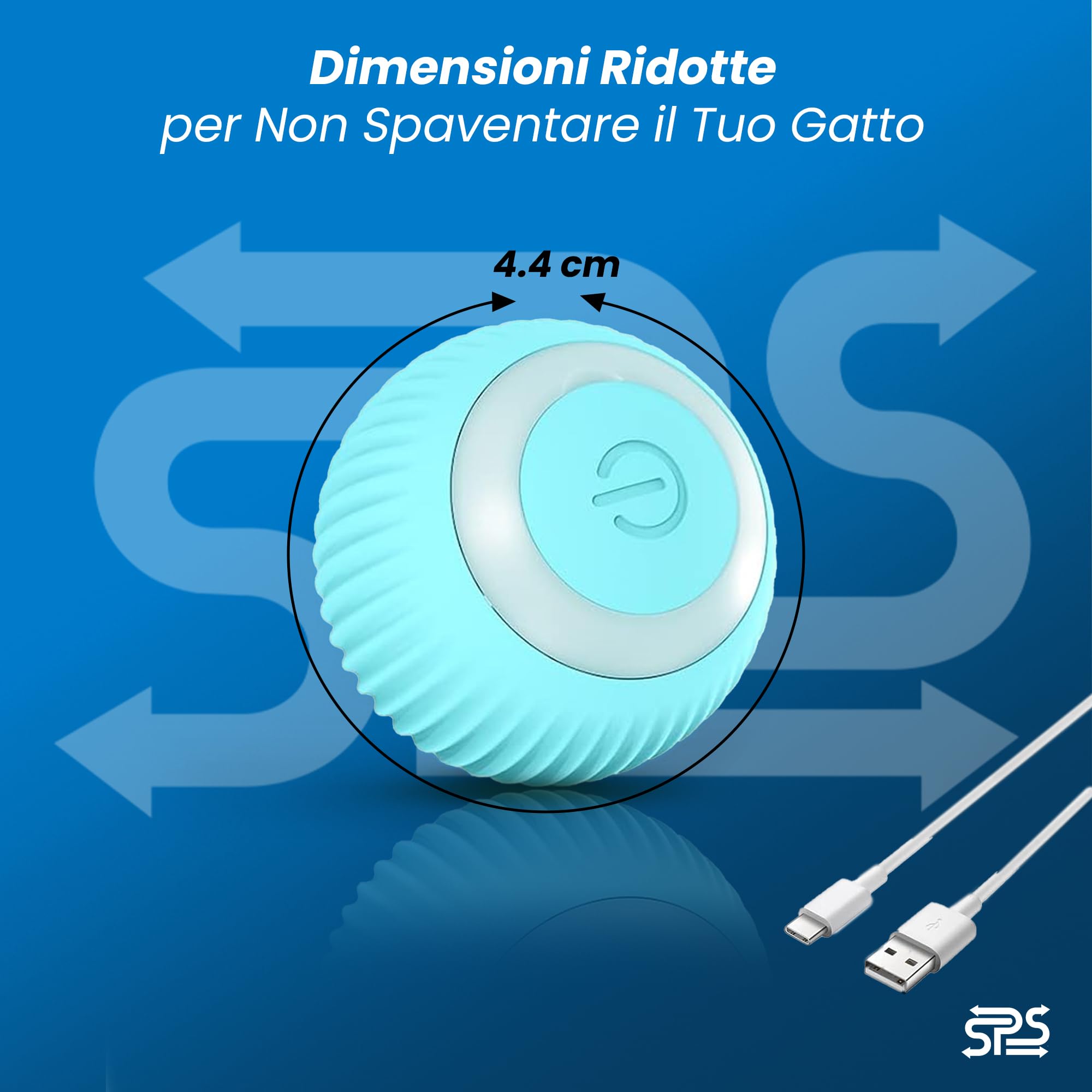 Palla Automatica Per Gatti Con LED - Ricaricabile USB, Con Sensore Ostacoli, 2 Modalità, In Gel Di Silice - Foto 10