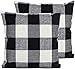 TEALP Buffalo Check Throw Pillow Cover Linen Cotton Decorative Pillow Case Home Sofa Cushion Set,2-Pack Square Design (18x18 inch),Black and White