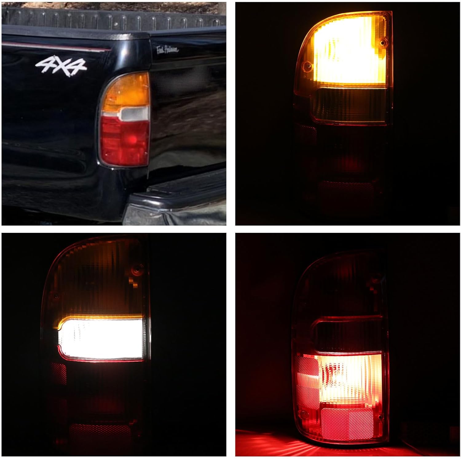 Tail Light Assembly Compatible With 1995-2000 Toyota Tacoma Rear Taillights Pair Left Driver and Right Passenge Side Replace TO2800116 TO2801116 8156004030 8155004030(Red/Amber/Clear Lens)