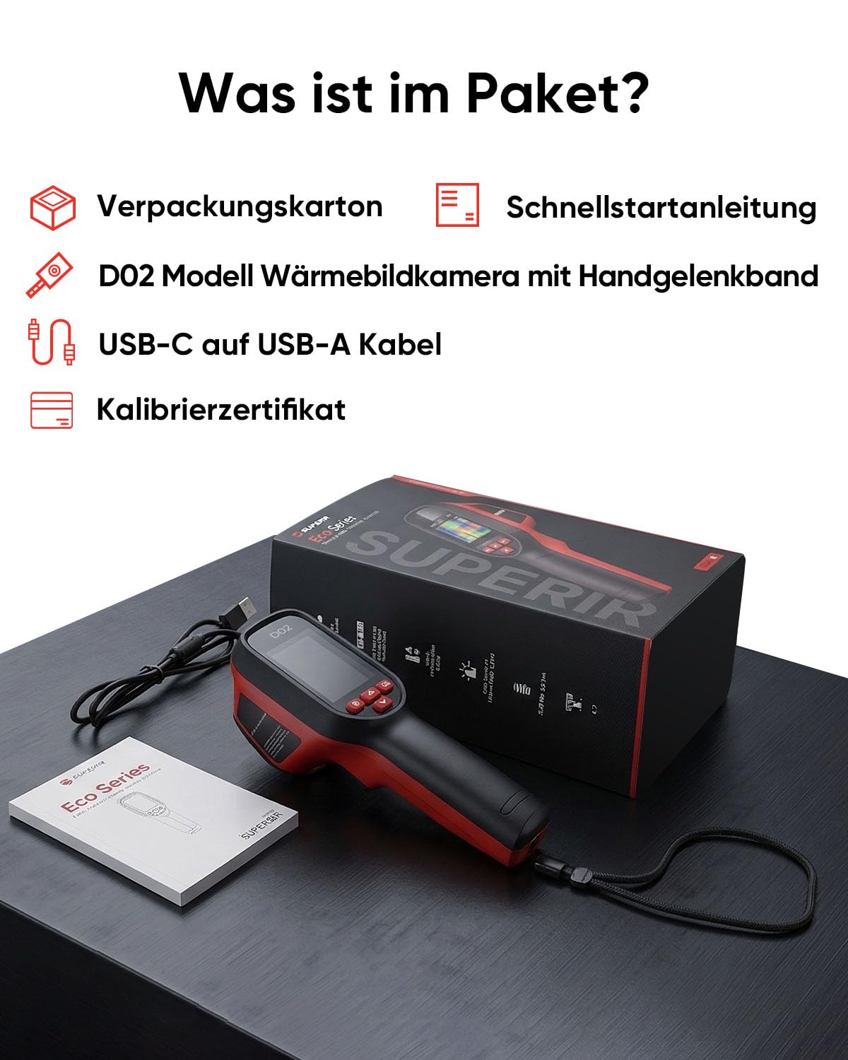 HIKMICRO D02 Wärmebildkamera mit visueller Kamera, 240 × 240 SuperIR-Auflösung, SuperScene-Szenenerkennung, 96 × 96 IR-Auflösung, 3200 mAh, Foto- und Videoaufnahme, -20 °C bis 450 °C