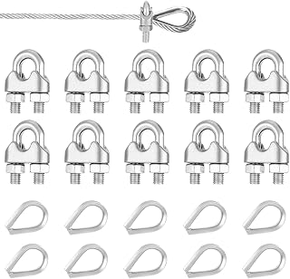 Industrial 5mm Steel Cable Clamps Set of 10 Strong Rigging Accessories Wire Rope Tensioner 10pcs for Outdoor Use U Type Wire Rope Tensioner